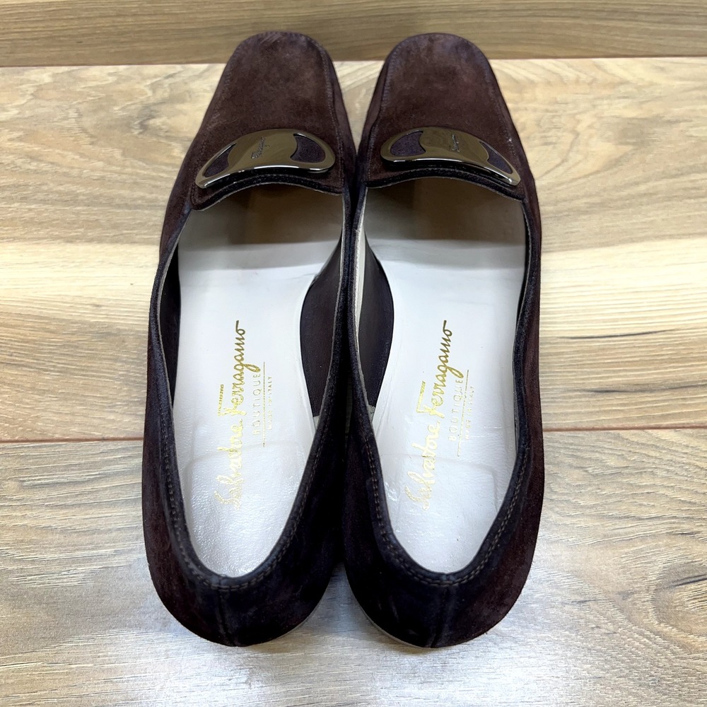 Salvatore Ferragamo Womens Size 10 AA Brown Suede Pumps - Picture 5 of 10